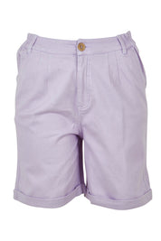 Product shot of the Marine Twill Short in colour Lavender (Purple), from the front