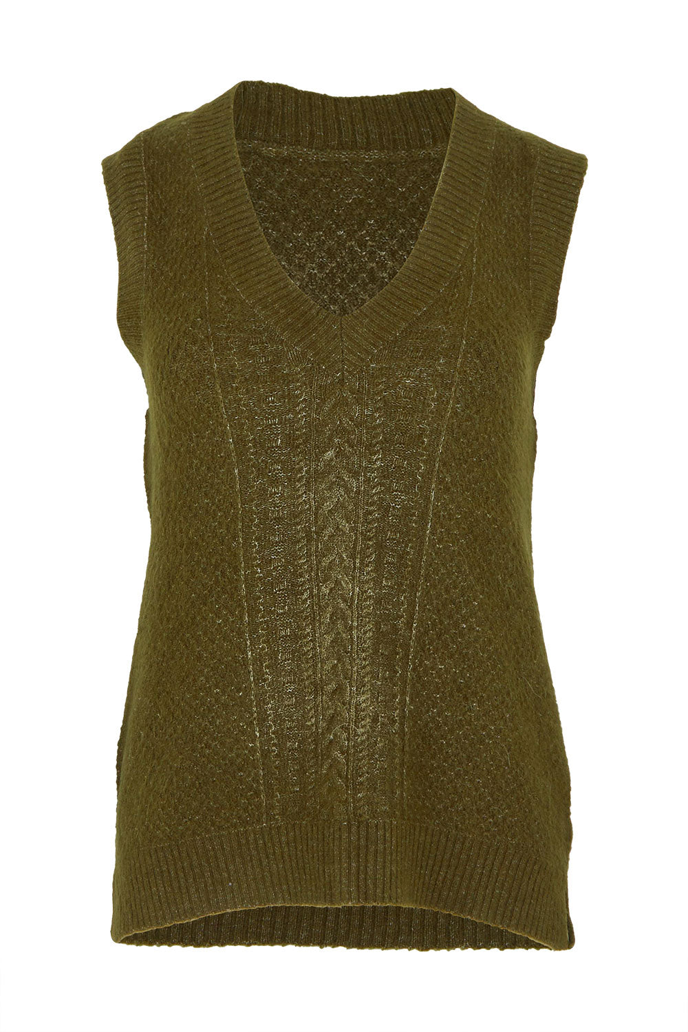 Product shot of the Laurel Tank in colour Olive (Green), from the front