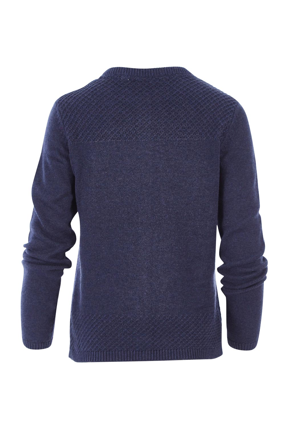 Product shot of the Vintage Knit Cardigan in colour NavyMarl (Blue), from the back