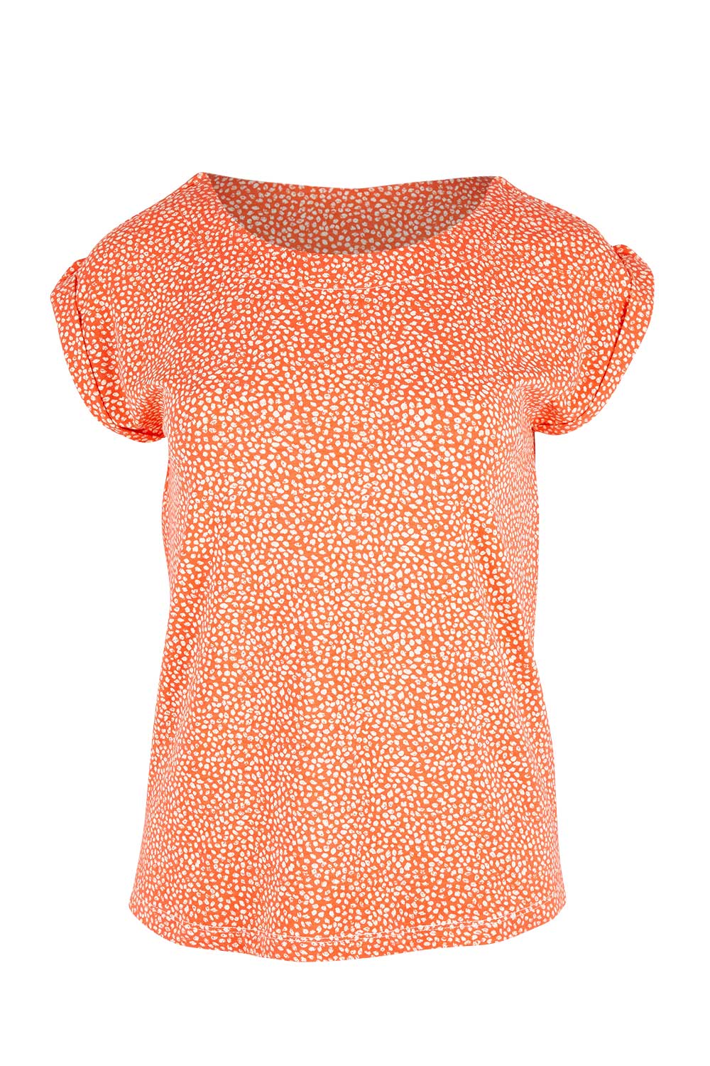 Product shot of the Surf Side Tee in colour Papaya (Pink), from the front
