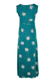 Product shot of the Chrissy Maxi Dress in colour Darkteal (Green), from the back