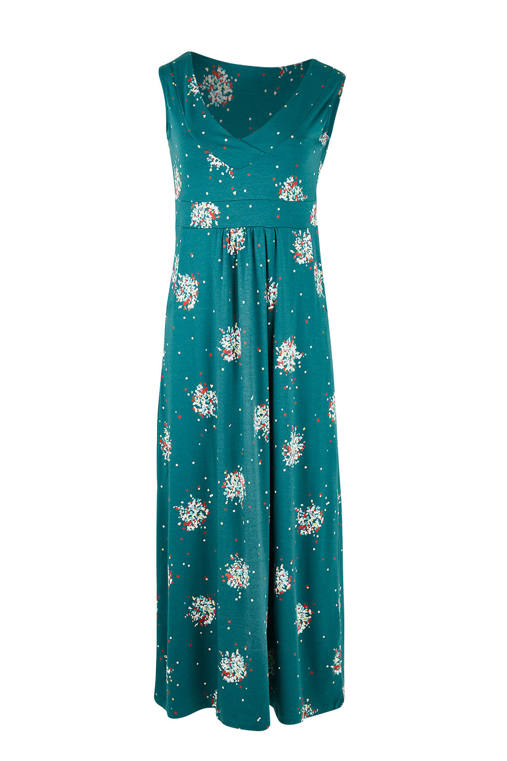Product shot of the Chrissy Maxi Dress in colour Darkteal (Green), from the front