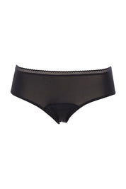 Product shot of the Luna Leaks Midi Brief in colour Black (Black), from the front