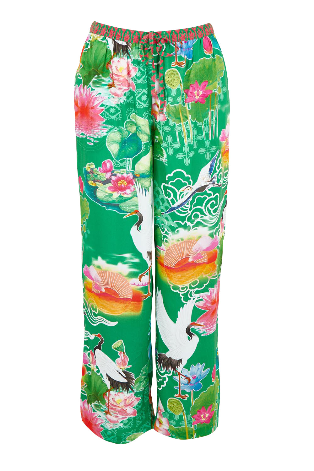 Product shot of the Akiko Pant in colour Sea (Green), from the front