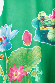 Product shot of the Akiko Sundress in colour Sea (Green), detail