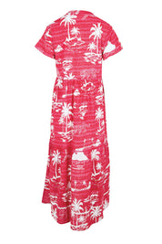 Product shot of the Alura Midi Dress – Melon in colour Melon, from the back