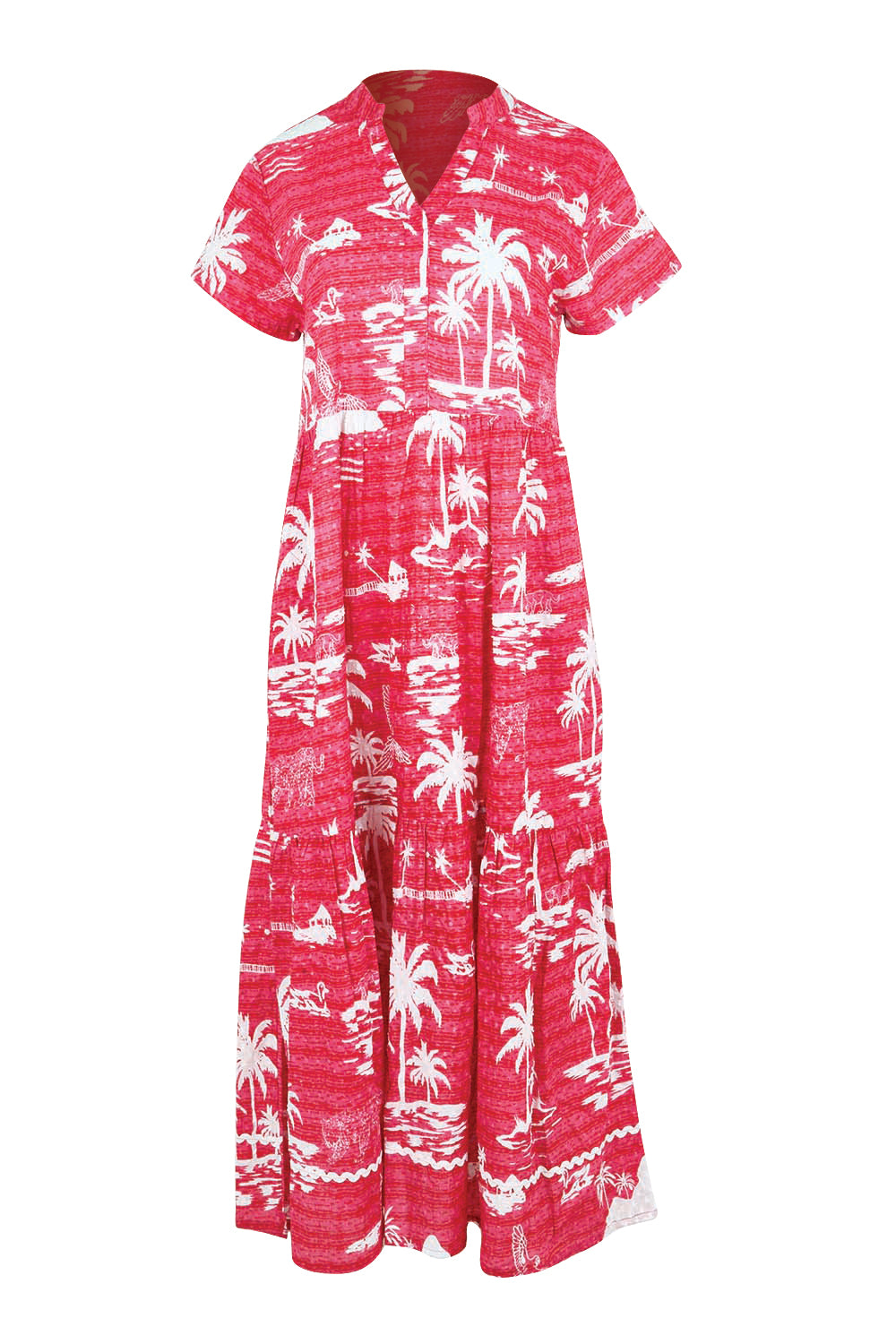 Product shot of the Alura Midi Dress – Melon in colour Melon, from the front