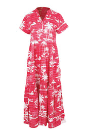 Product shot of the Alura Midi Dress – Melon in colour Melon, from the front