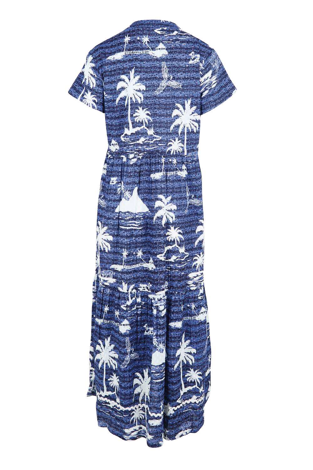 Product shot of the Alura Midi Dress – Ocean in colour Ocean, from the back