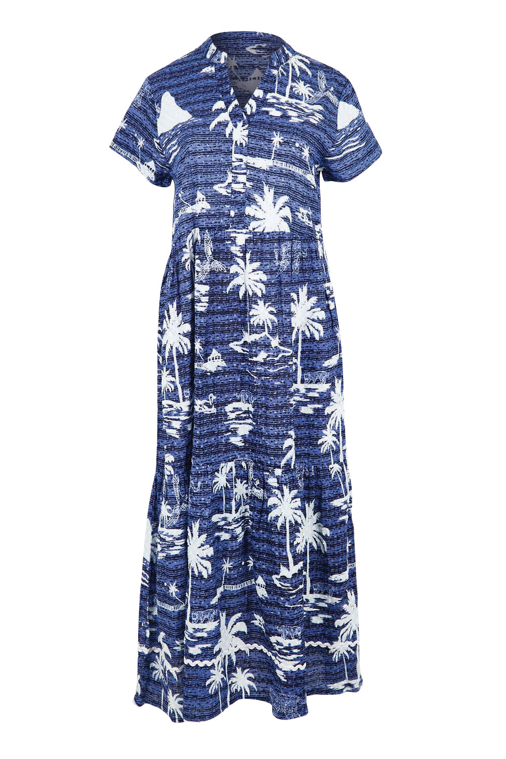 Product shot of the Alura Midi Dress – Ocean in colour Ocean, from the front