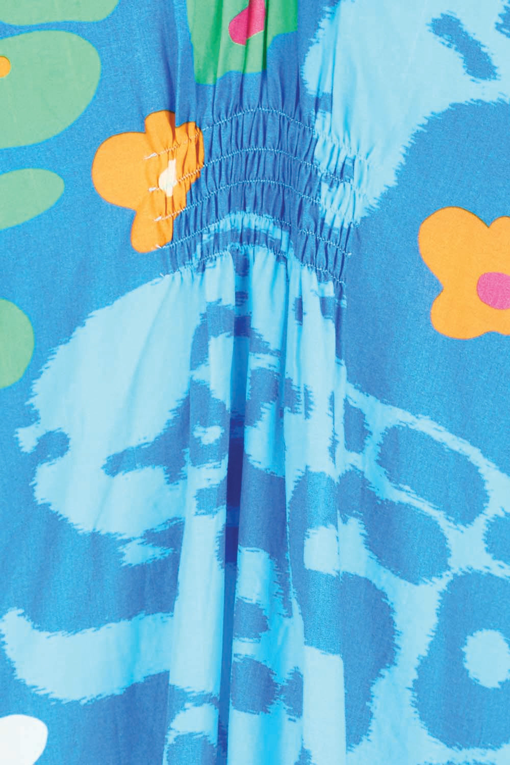Product shot of the Ashanti Dress – Ocean in colour Ocean, showing detail