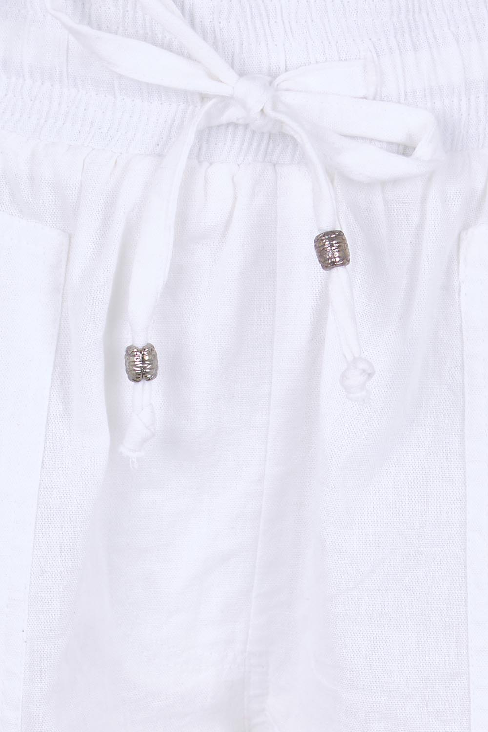 Product shot of the Beach Short – White in colour White, showing detail