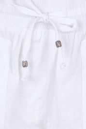 Product shot of the Beach Short – White in colour White, showing detail