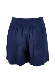 Product shot of the Beach Short in colour Navy (Blue), from the back