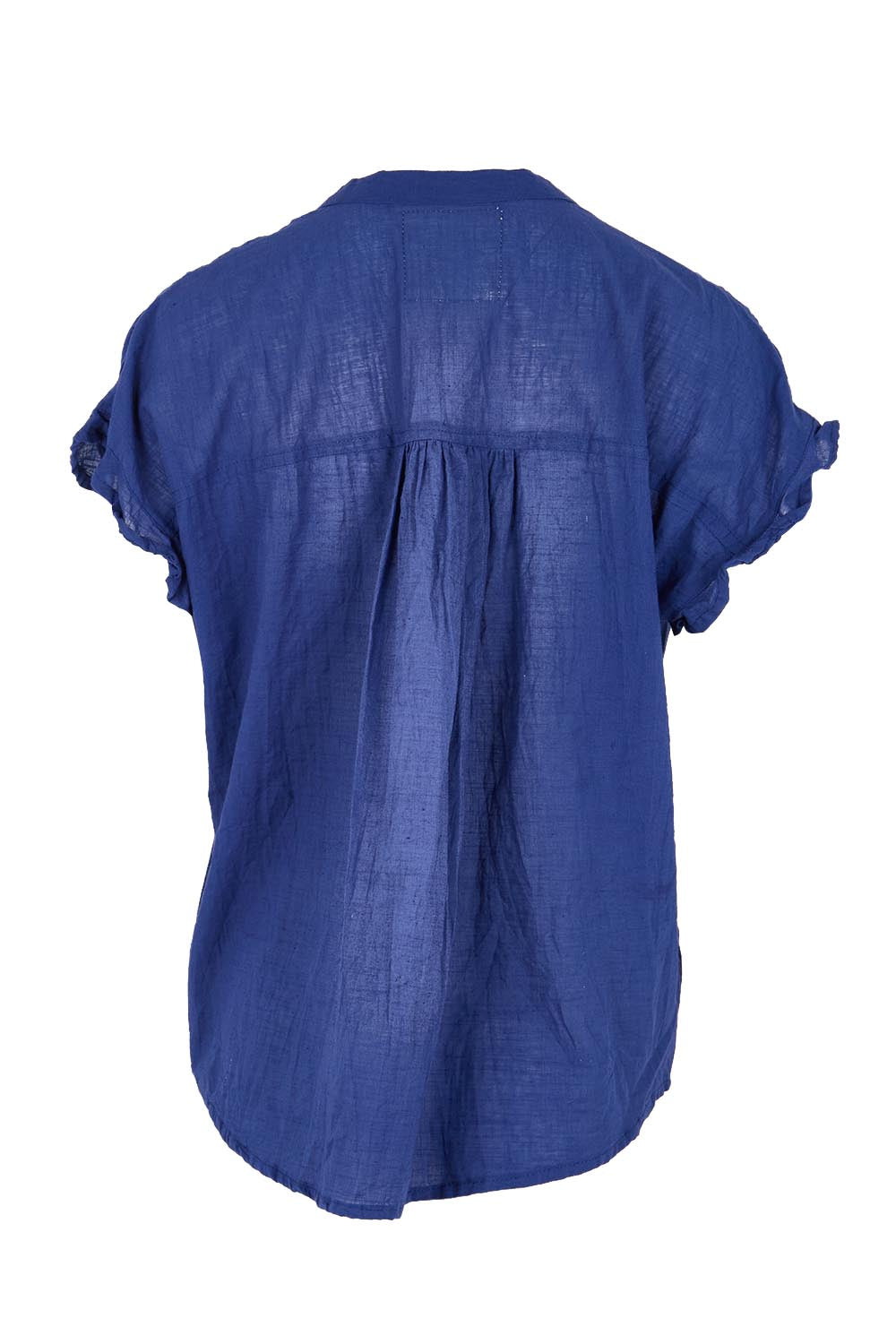 Product shot of the Briah Cotton Top - Navy in colour Navy, from the back