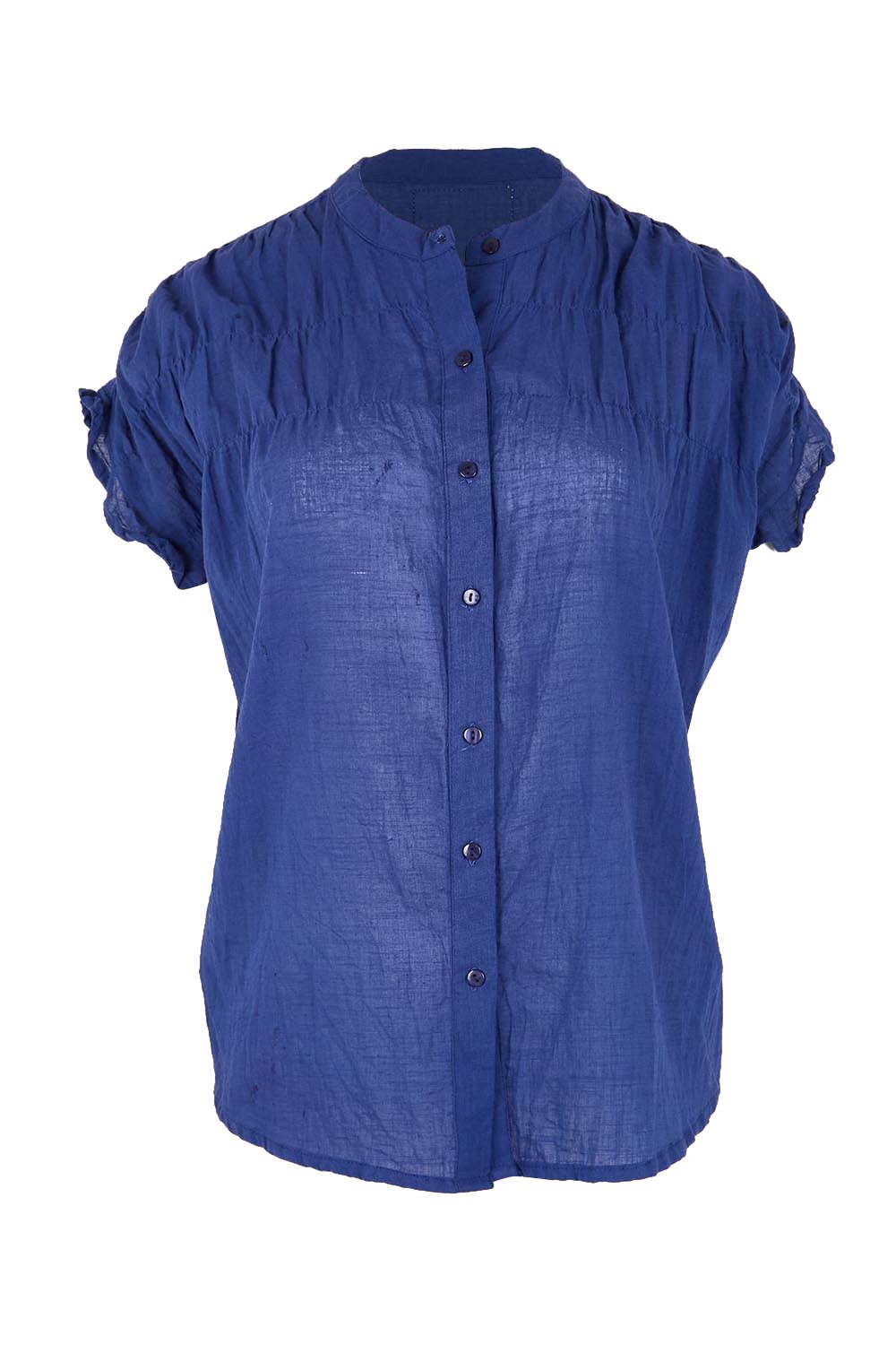 Product shot of the Briah Cotton Top - Navy in colour Navy, from the front