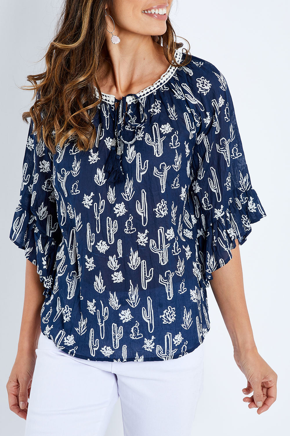 Preloved Cactus Top - Navy