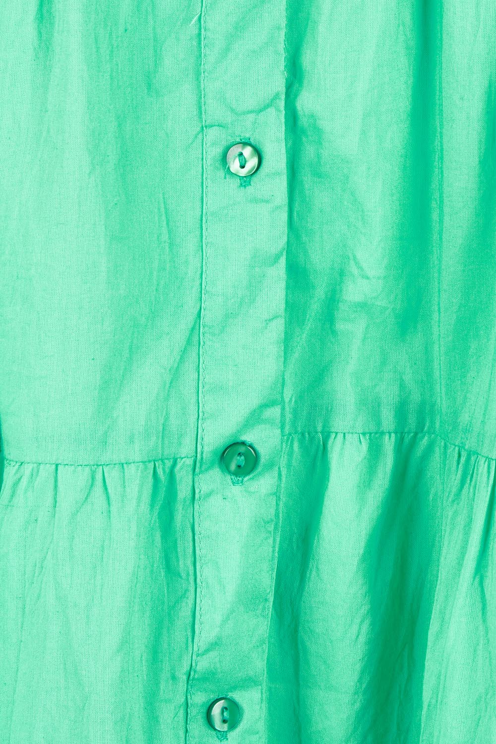 Product shot of the Celeste Cotton Dress in colour Sea (Green), detail