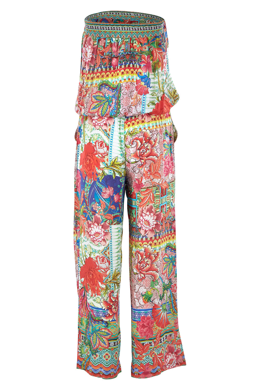 Product shot of the Danni Jumpsuit in colour Multi (White), from the back