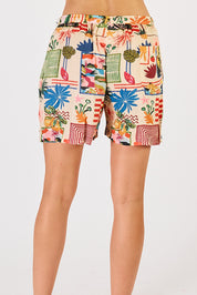 A model wearing the Ellery Short in colour Cream, from the back