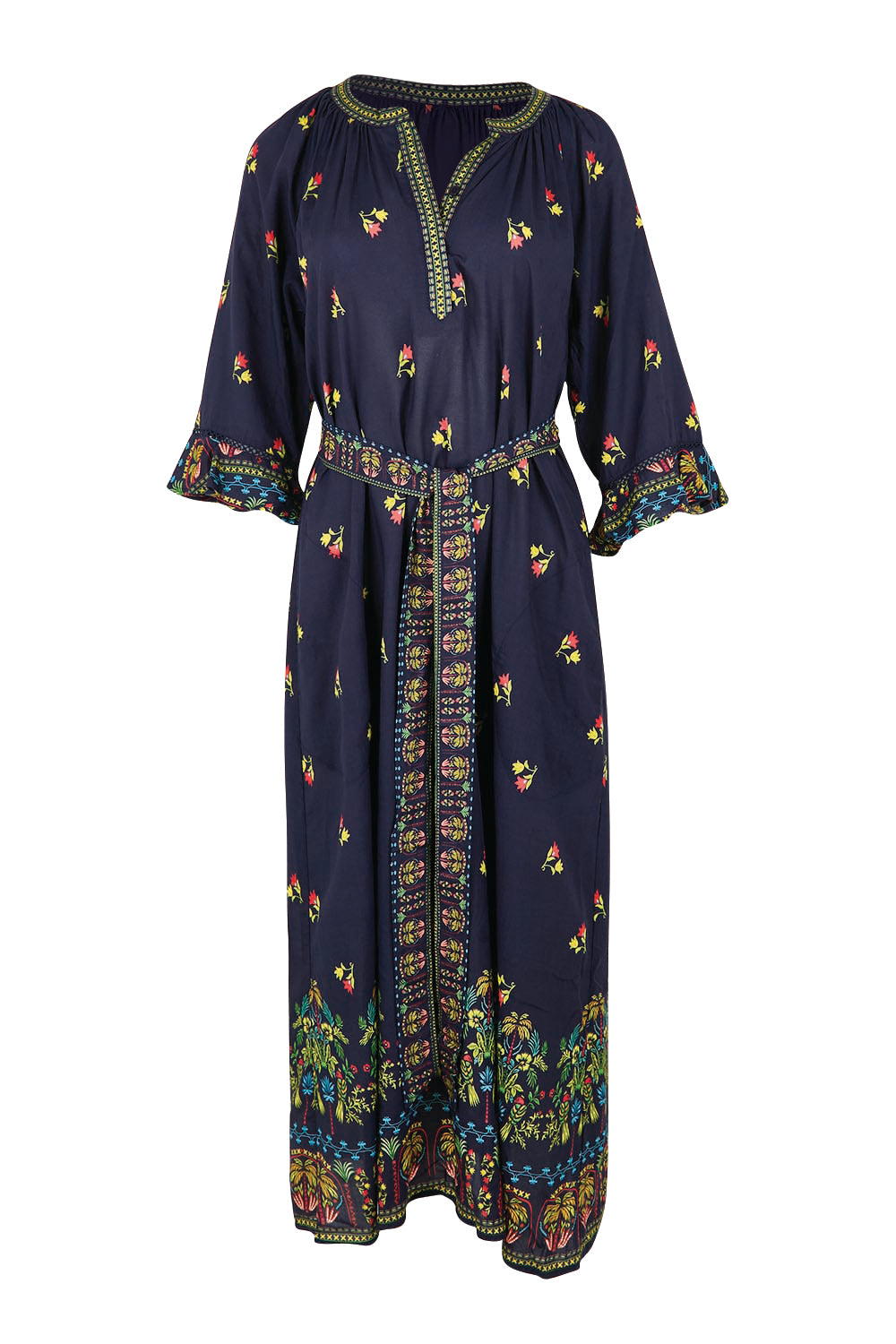 Product shot of the Emma Midi Dress – Ebony in colour Ebony, from the front
