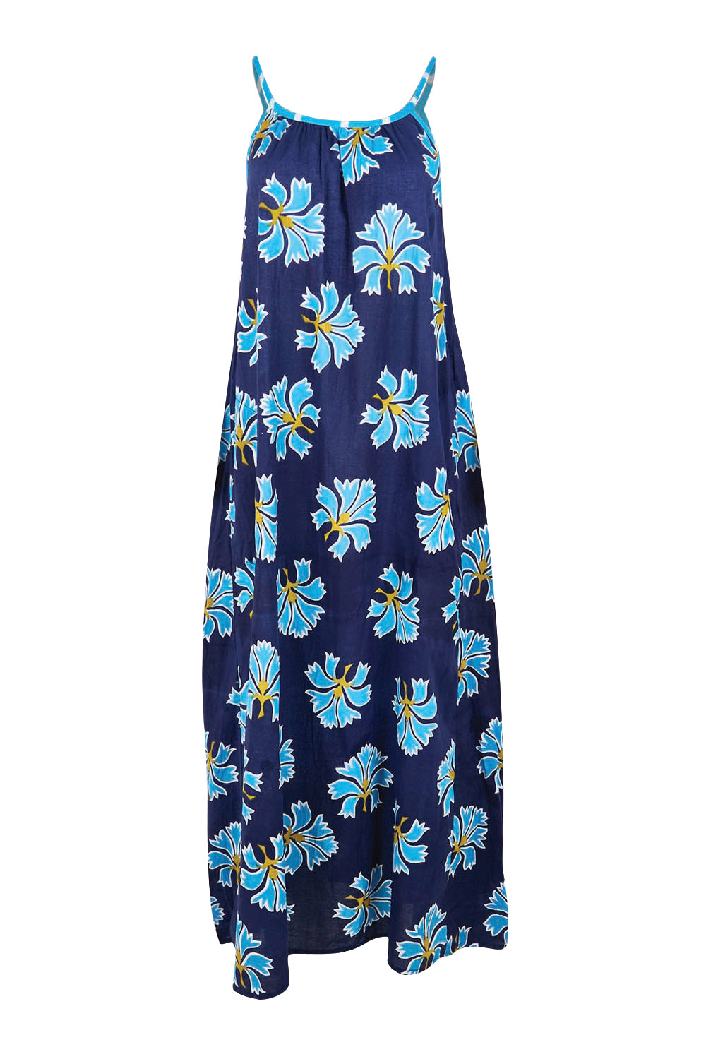 Product shot of the Estelle Maxi Dress – Ocean in colour Ocean, from the front