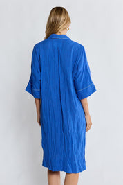 Model Genericm wearing size sample of the Florida Kaftan Dress – Azure in colour Azure, from the back