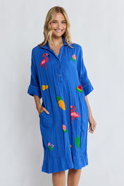 Model Genericm wearing size sample of the Florida Kaftan Dress – Azure in colour Azure, from the front