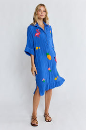 Model Genericm wearing size sample of the Florida Kaftan Dress – Azure in colour Azure, from the front