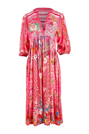 Product shot of the Frankie Midi Dress in colour Melon (Pink), from the front