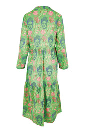 Product shot of the Frida Midi Dress – Wasabi in colour Wasabi, from the back