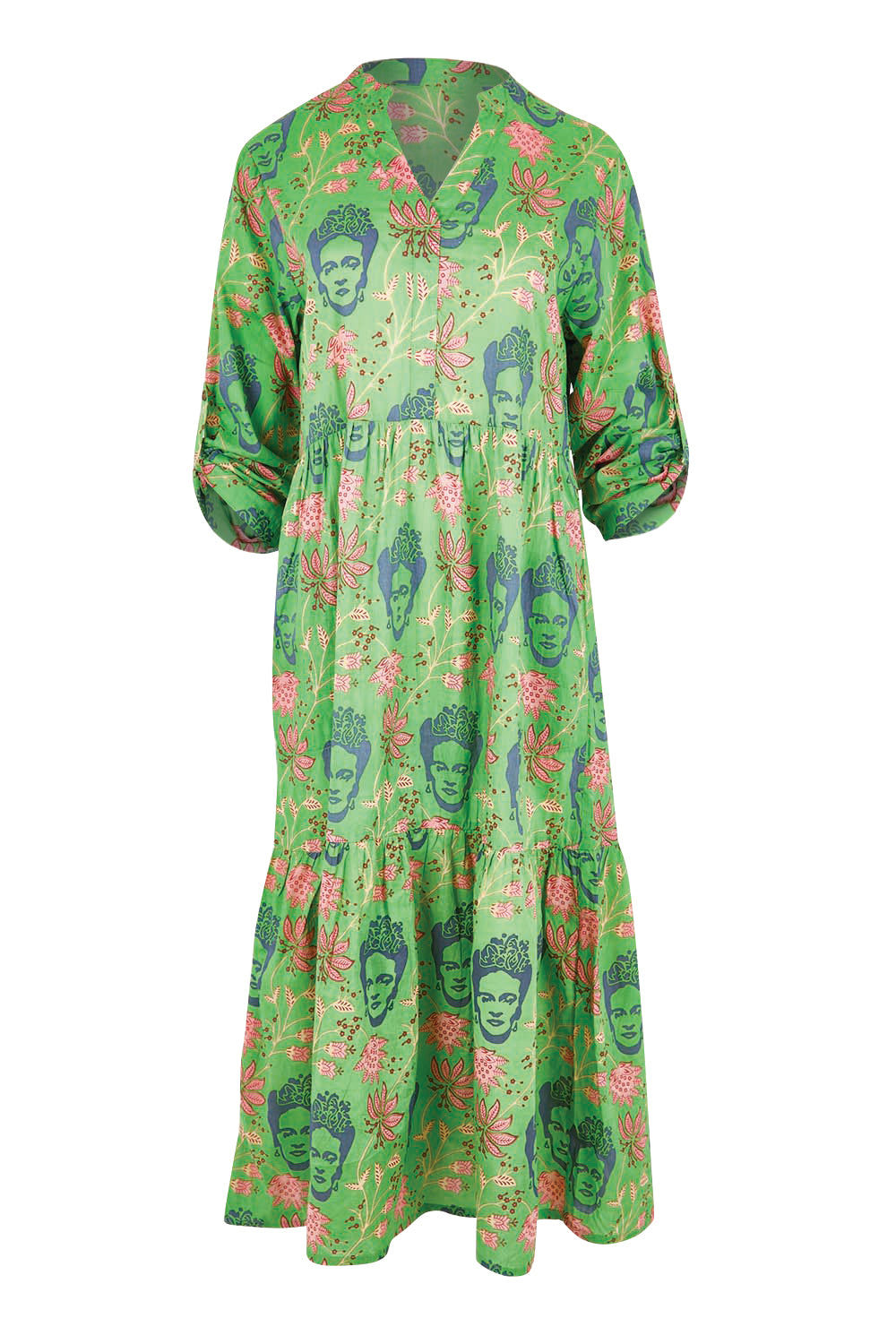 Product shot of the Frida Midi Dress – Wasabi in colour Wasabi, showing detail