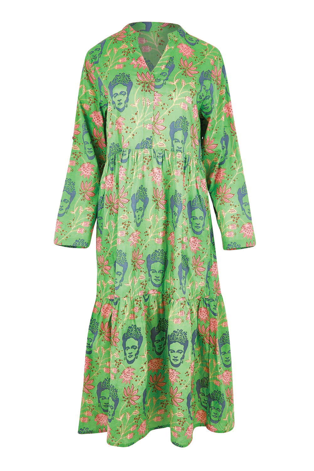 Product shot of the Frida Midi Dress – Wasabi in colour Wasabi, from the front
