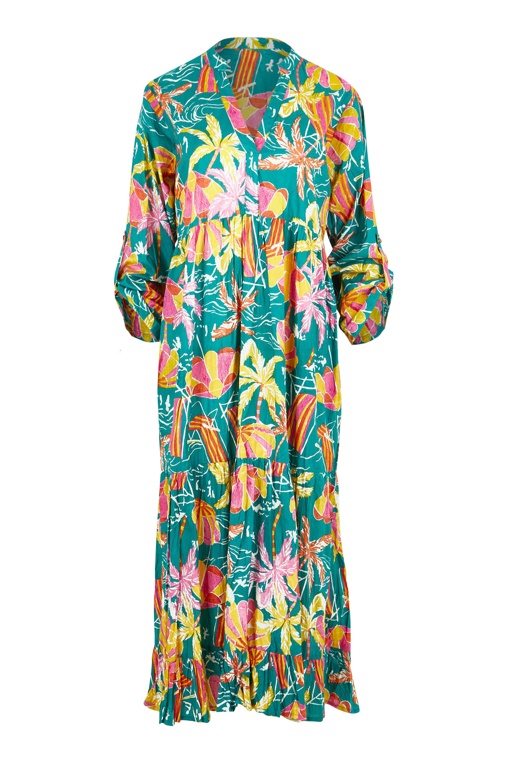 Product shot of the Harlow Midi Dress in colour Sea (Green), detail