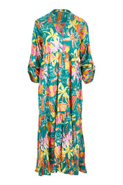Product shot of the Harlow Midi Dress in colour Sea (Green), detail
