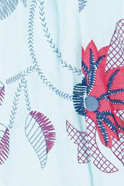 Product shot of the Jerri Tiered Dress in colour Lagoon (Green), detail