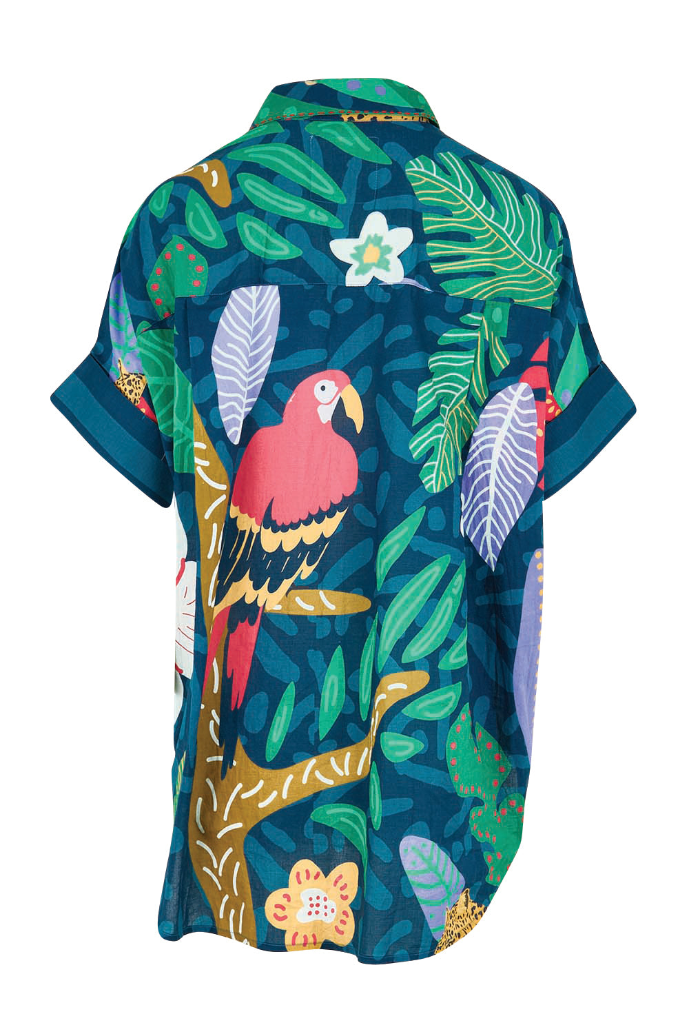 Product shot of the Jungle Fever Shirt – Navy in colour Navy, from the back