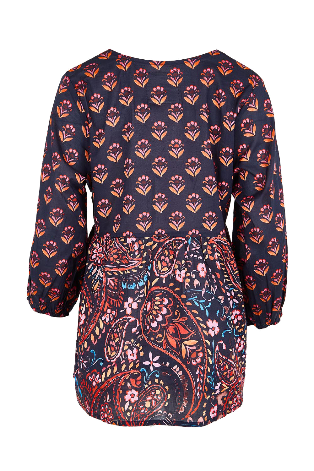 Product shot of the Kamila Cotton Top – Navy in colour Navy, from the back