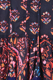 Product shot of the Kamila Top – Navy in colour Navy, showing detail