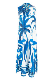 Product shot of the Karasi Cotton Dress in colour White (Blue), from the front