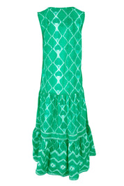 Product shot of the Kumo Cotton Maxi Dress in colour Sea (Green), from the back