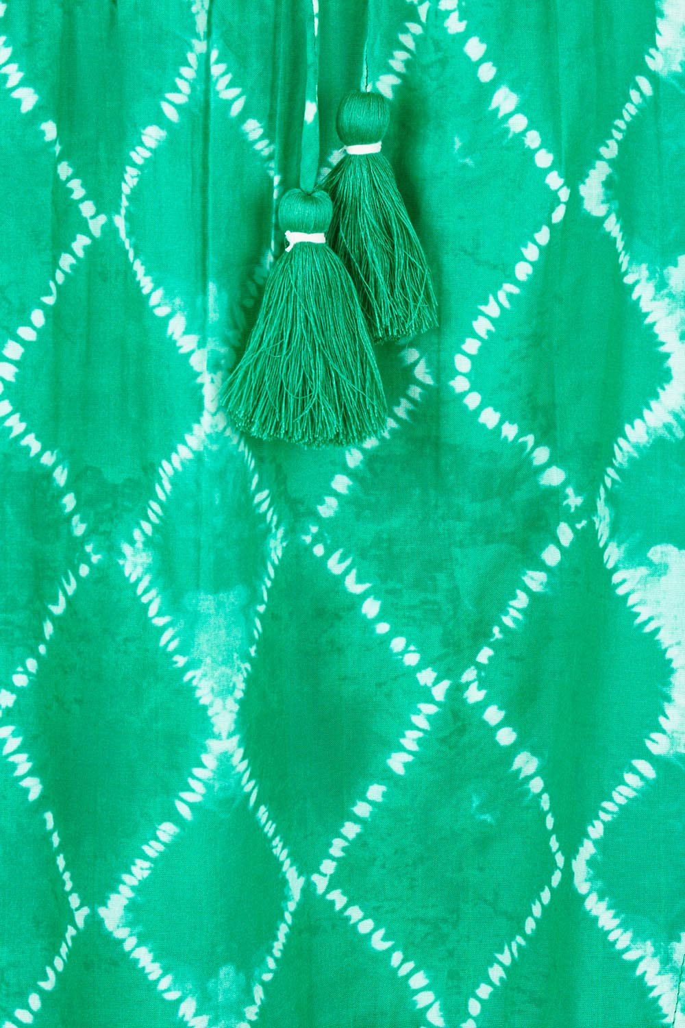 Product shot of the Kumo Cotton Maxi Dress in colour Sea (Green), detail