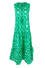 Product shot of the Kumo Cotton Maxi Dress in colour Sea (Green), from the front