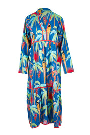Product shot of the Lainie Midi Cotton Dress in colour Ocean (Blue), from the front