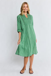 Model Genericm wearing size sample of the Laverne Cotton Kaftan Dress – Gumleaf in colour Gumleaf, from the front