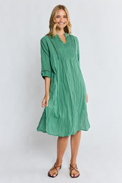 Model Genericm wearing size sample of the Laverne Kaftan Dress – Gumleaf in colour Gumleaf, from the front