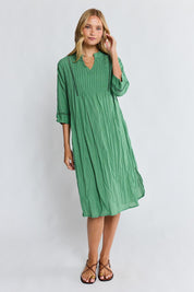 Model Genericm wearing size sample of the Laverne Cotton Kaftan Dress – Gumleaf in colour Gumleaf, from the front