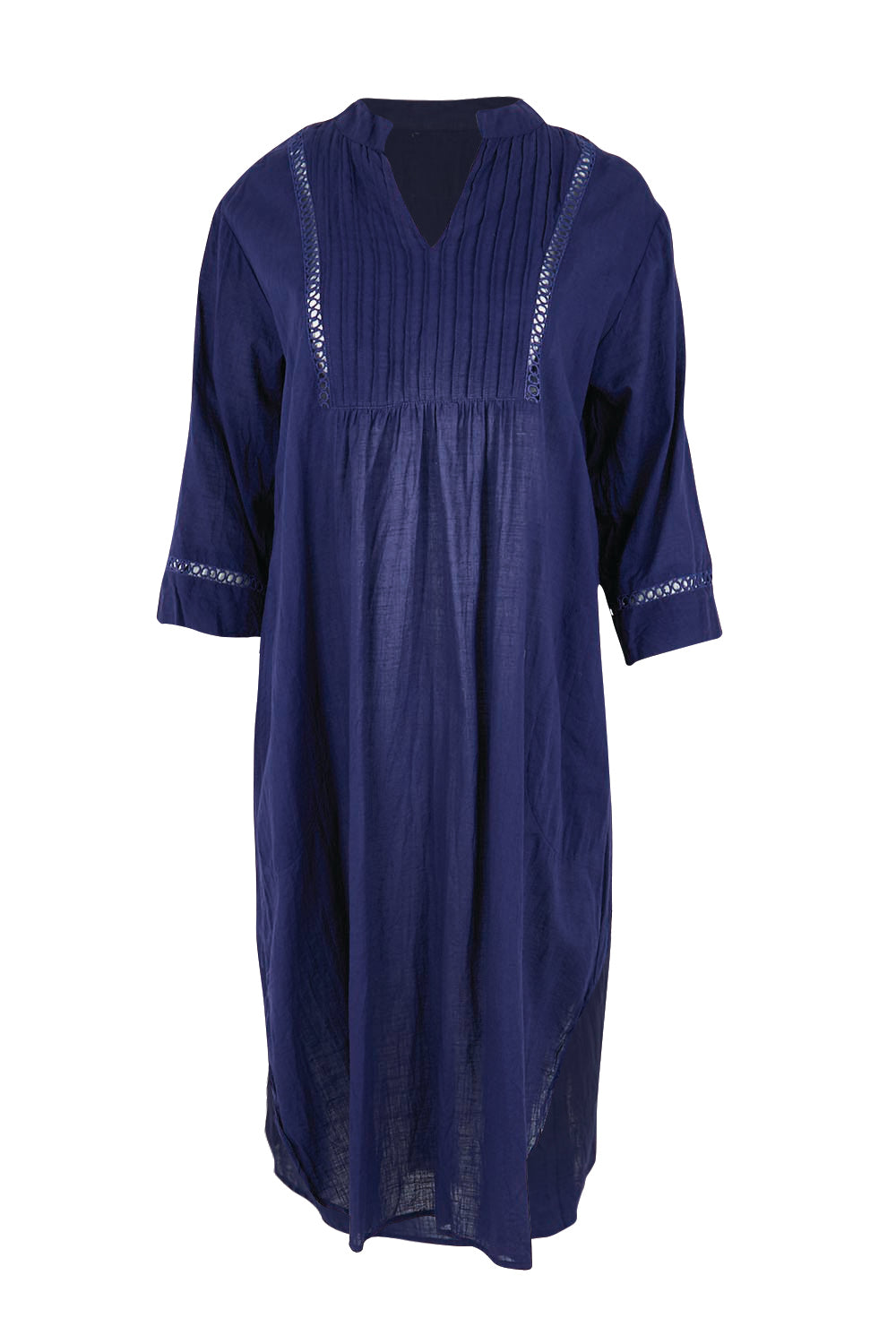 Product shot of the Laverne Kaftan Dress – Navy in colour Navy, from the front