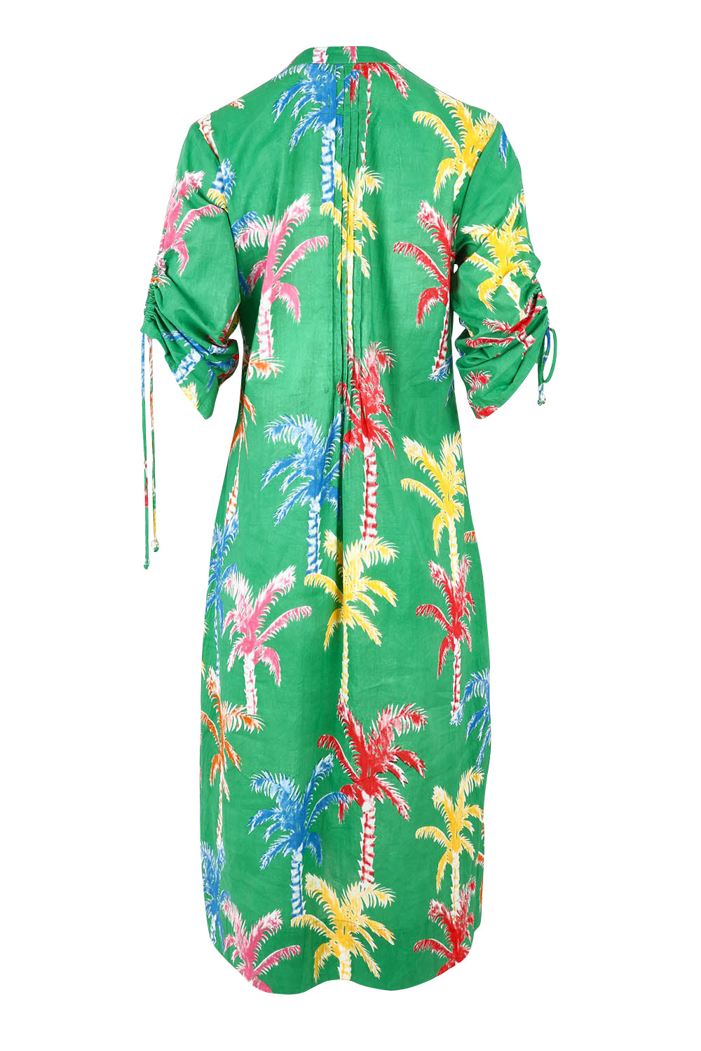 Product shot of the Leilani Cotton Midi Dress in colour Sea (Green), from the back