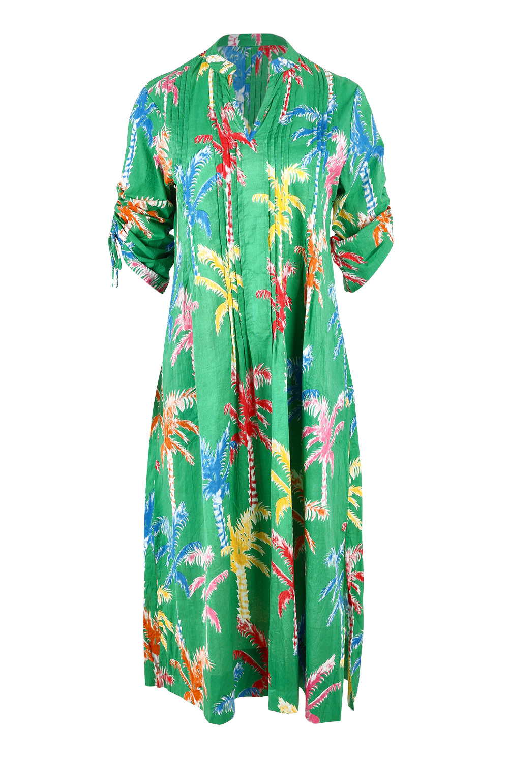 Product shot of the Leilani Cotton Midi Dress in colour Sea (Green), from the front